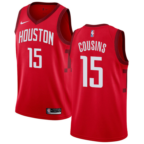 Houston Rockets #15 DeMarcus Cousins Red Swingman Earned Edition Jersey Mens