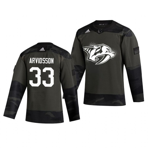 Nashville Nashville Predators #33 Viktor Arvidsson Adidas 2019 Veterans Day Men's Authentic Practice Jersey Camo Men's