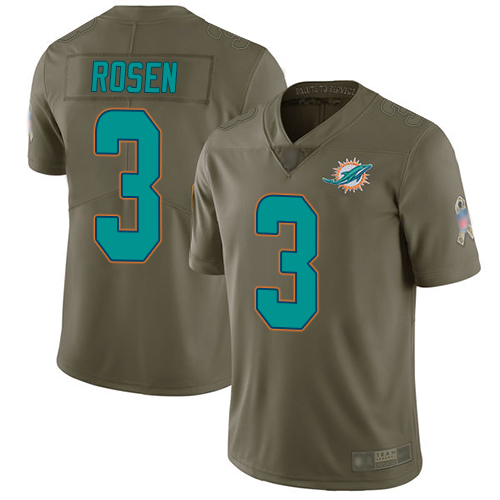 Miami Dolphins #3 Josh Rosen Olive Youth Stitched Limited 2017 Salute to Service Jersey Youth