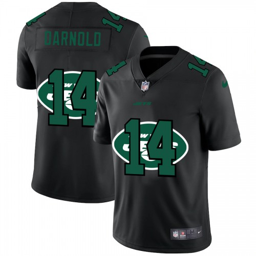 New York New York Jets #14 Sam Darnold Men's Team Logo Dual Overlap Limited Jersey Black Men's