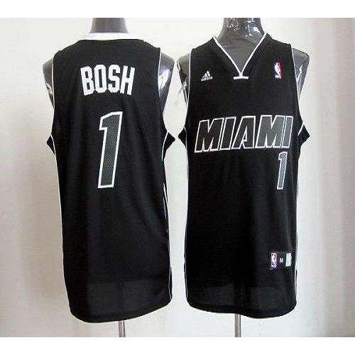 Revolution 30 Miami Heat #1 Chris Bosh Black/White Stitched Jersey Mens