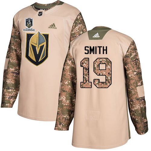 Adidas Golden Knights #19 Reilly Smith Camo Authentic 2023 Stanley Cup Champions Veterans Day Stitched Jersey