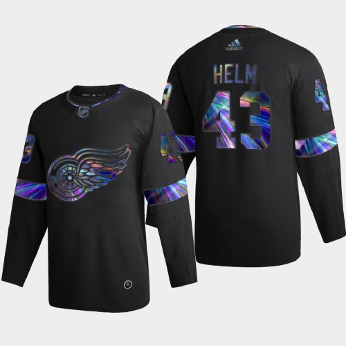 Detroit Detroit Red Wings #43 Darren Helm Men's Iridescent Holographic Collection Jersey - Black Men's
