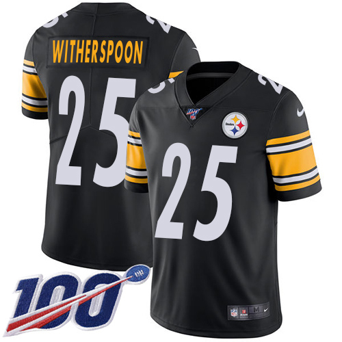 Steelers #25 Ahkello Witherspoon Black Team Color Youth Stitched 100th Season Vapor Limited Jersey