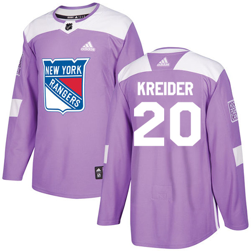 Adidas New York Rangers #20 Chris Kreider Purple Authentic Fights Cancer Stitched Youth Jersey Youth