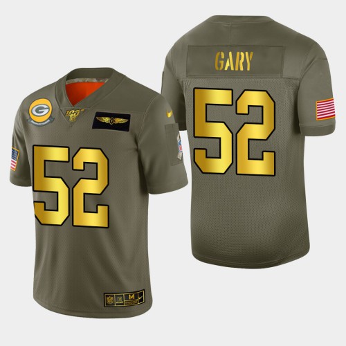 Green Bay Packers #52 Rashan Gary Men's Olive Gold 2019 Salute to Service 100 Limited Jersey Men's