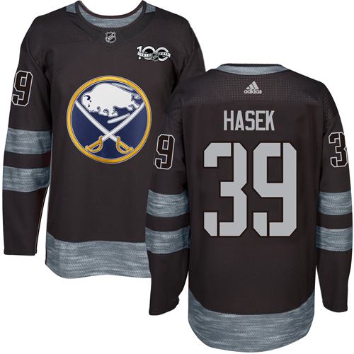 Adidas Buffalo Sabres #39 Dominik Hasek Black 1917-2017 100th Anniversary Stitched Jersey Men's