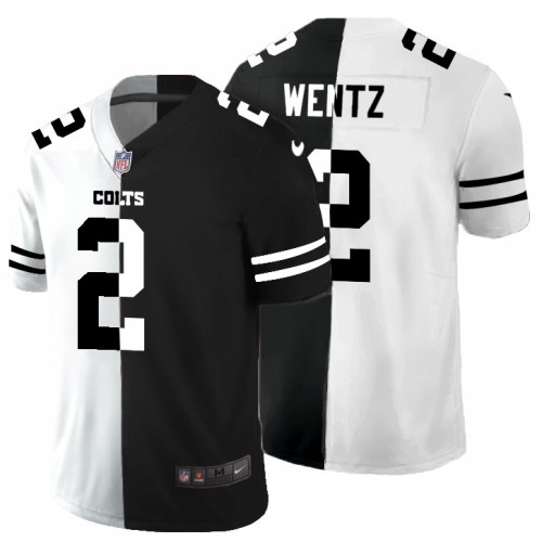 Indianapolis Indianapolis Colts #2 Carson Wentz Men's Black V White Peace Split Vapor Untouchable Limited Jersey Men's