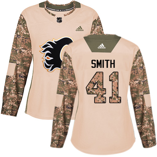 Adidas Calgary Flames #41 Mike Smith Camo Authentic 2017 Veterans Day Women's Stitched Jersey Womens
