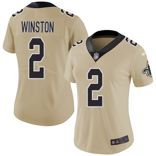 New Orleans Saints #2 Jameis Winston Gold Women's Stitched Limited Inverted Legend Jersey Womens