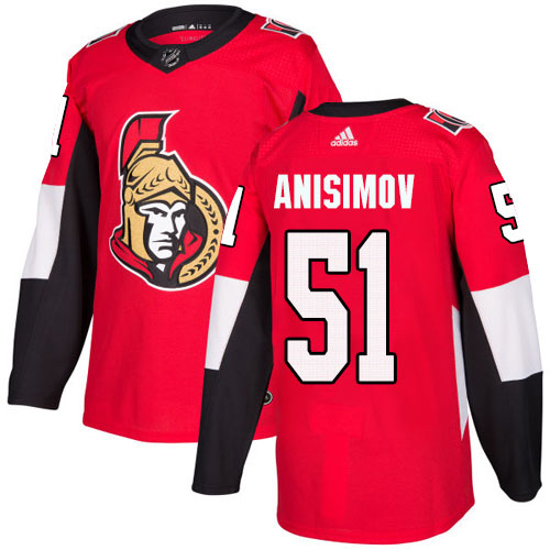 Adidas Ottawa Senators #51 Artem Anisimov Red Home Authentic Stitched Jersey Men's