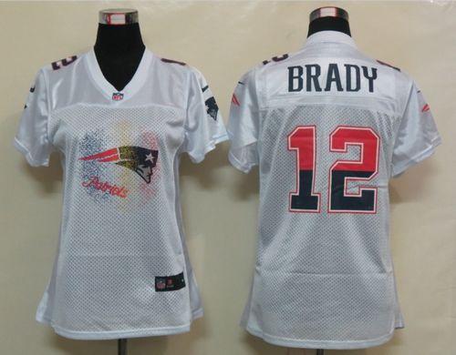 Patriots #12 Tom Brady White Women's Fem Fan Game Jersey