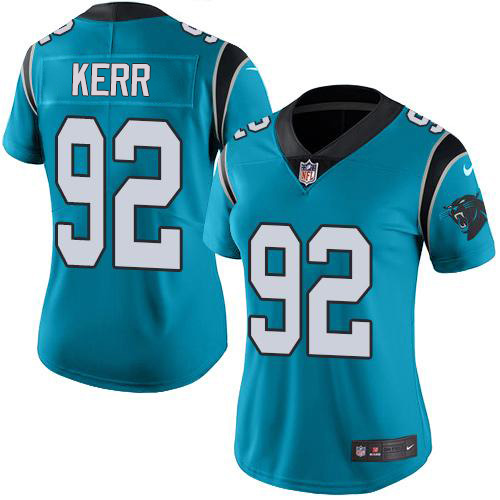 Carolina Panthers #92 Zach Kerr Blue Women's Stitched Limited Rush Jersey Womens