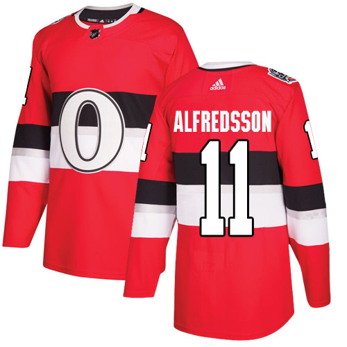 Adidas Ottawa Senators #11 Daniel Alfredsson Red Authentic 2017 100 Classic Stitched Jersey Men's