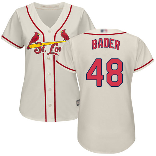 St.Louis Cardinals #48 Harrison Bader Cream Alternate Women's Stitched Jersey Womens