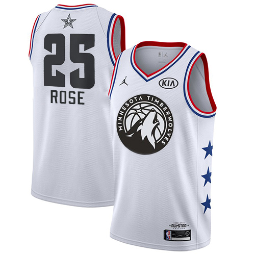 Minnesota Timberwolves #25 Derrick Rose White Womens Jordan Swingman 2019 All-Star Game Jersey Womens