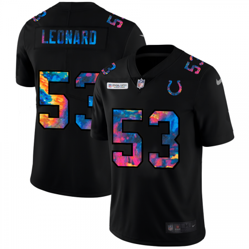 Indianapolis Indianapolis Colts #53 Darius Leonard Men's Multi-Color Black 2020 Crucial Catch Vapor Untouchable Limited Jersey Men's