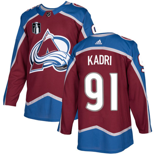 Adidas Colorado Avalanche #91 Nazem Kadri Burgundy Youth 2022 Stanley Cup Final Patch Home Authentic Stitched Jersey Youth