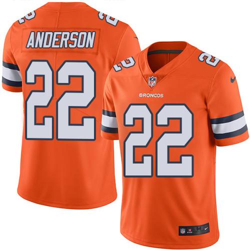Denver Broncos #22 C.J. Anderson Orange Men's Stitched Limited Rush Jersey Men's