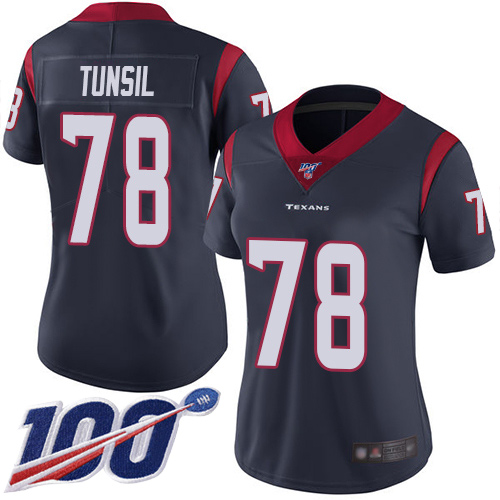 Houston Texans #78 Laremy Tunsil Navy Blue Team Color Women's Stitched 100th Season Vapor Untouchable Limited Jersey Womens
