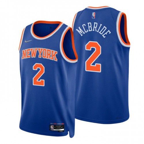 New York Knicks #2 Miles Mcbride Blue Mens 2021-22 75th Anniversary Diamond Swingman Jersey - Icon Edition Mens