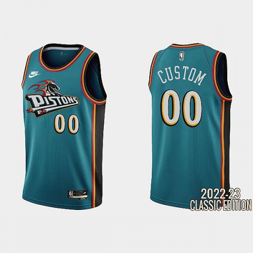 Detroit Pistons Custom Teal Men's 2022-23 Classic Edition Jersey