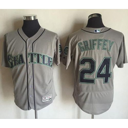 Seattle Mariners #24 Ken Griffey Grey Flexbase Authentic Collection Stitched Jersey Men's