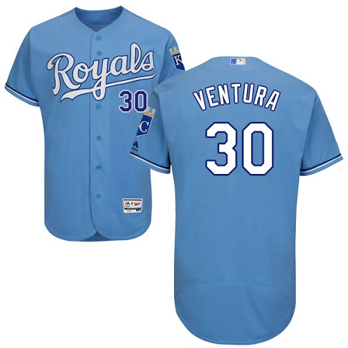 Kansas City Royals #30 Yordano Ventura Light Blue Flexbase Authentic Collection Stitched Jersey Men's