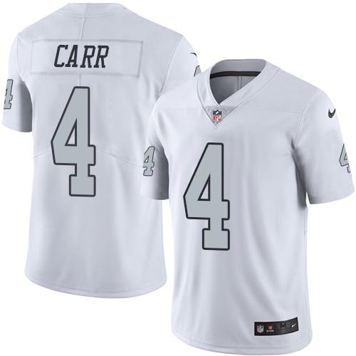 Raiders #4 Derek Carr White Men's Stitched Limited Rush Jersey