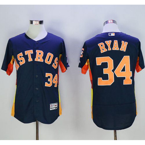 Houston Astros #34 Nolan Ryan Navy Blue Flexbase Authentic Collection Stitched Jersey Men's
