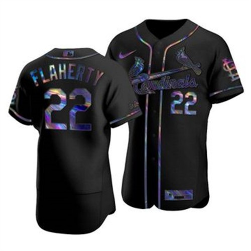 St. Louis St.Louis Cardinals #22 Jack Flaherty Men's Iridescent Holographic Collection Jersey - Black Men's