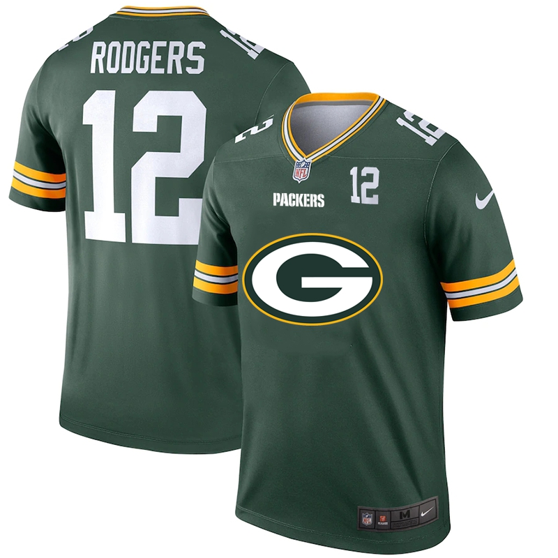 Green Bay Packers #12 Aaron Rodgers Green Men's Big Team Logo Player Vapor Limited Jersey