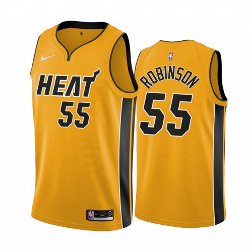 Miami Miami Heat #55 Duncan Robinson Yellow Youth Swingman 2020-21 Earned Edition Jersey Youth