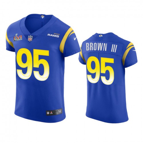 Los Angeles Los Angeles Rams #95 Bobby Brown III Men's Super Bowl LVI Patch Vapor Elite Player Jersey - Royal Men's