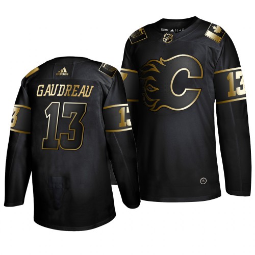 Adidas Calgary Flames #13 Johnny Gaudreau Men's 2019 Black Golden Edition Authentic Stitched Jersey Men's