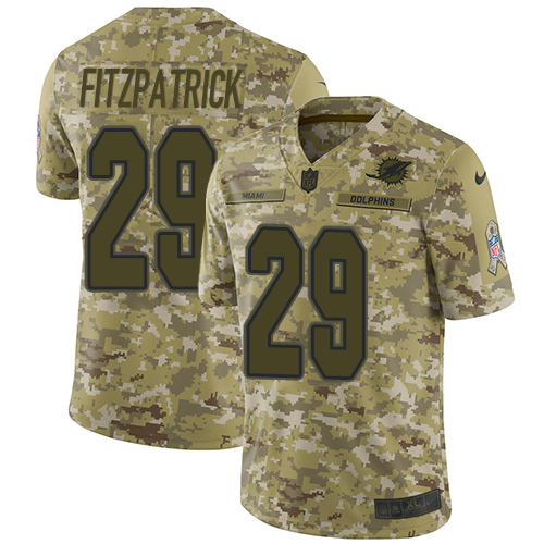 Miami Dolphins #29 Minkah Fitzpatrick Camo Youth Stitched Limited 2018 Salute to Service Jersey Youth