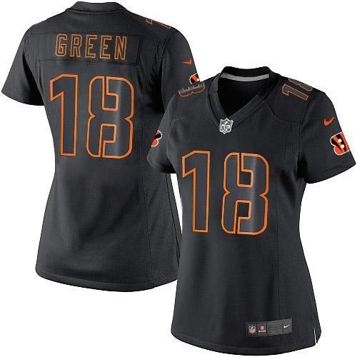 Cincinnati Bengals #18 A.J. Green Black Impact Women's Stitched Limited Jersey Womens