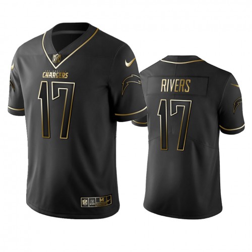Los Angeles Chargers #17 Philip Rivers Men's Stitched Vapor Untouchable Limited Black Golden Jersey Men's
