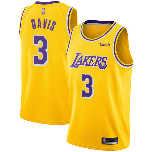Los Angeles Lakers #3 Anthony Davis Gold Swingman Icon Edition Jersey Mens