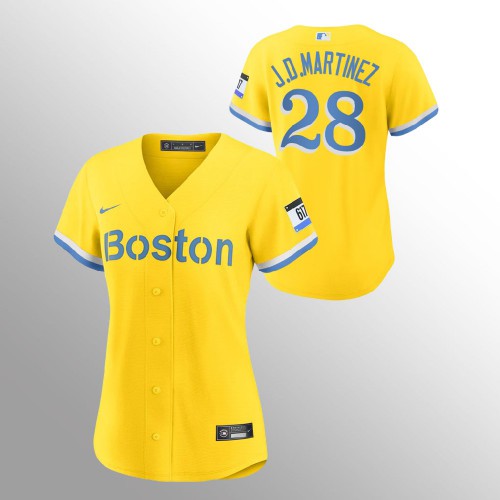 Boston Boston Red Sox #28 J.D. Martinez Women's 2021 City Connect Gold Fans Version Jersey Womens