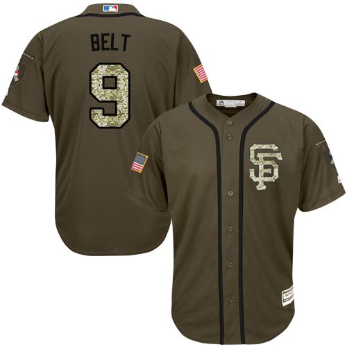 San Francisco Giants #9 Brandon Belt Green Salute to Service Stitched Jersey Men's