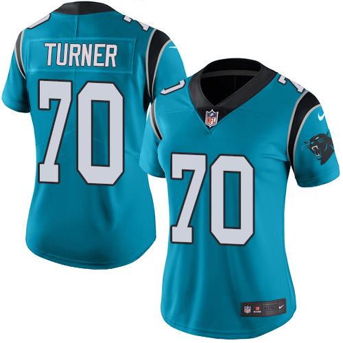 Carolina Panthers #70 Trai Turner Blue Alternate Women's Stitched Vapor Untouchable Limited Jersey Womens