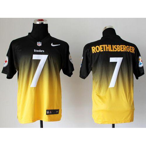 Pittsburgh Steelers #7 Ben Roethlisberger Black/Gold Men's Stitched Elite Fadeaway Fashion Jersey Men's