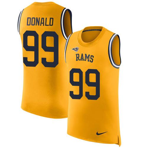 Rams #99 Aaron Donald Gold Men's Stitched Limited Rush Tank Top Jersey