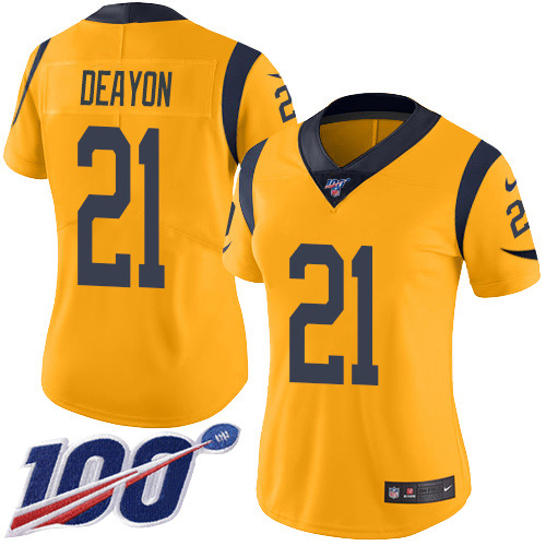 Los Angeles Rams #21 Donte Deayon Gold Women's Stitched Limited Rush 100th Season Jersey Womens
