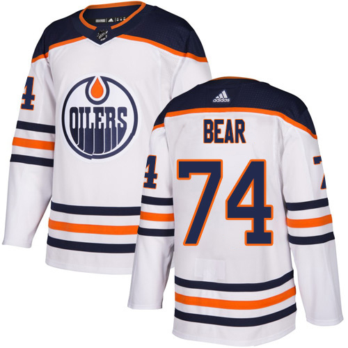 Adidas Edmonton Oilers #74 Ethan Bear White Road Authentic Stitched Youth Jersey Youth