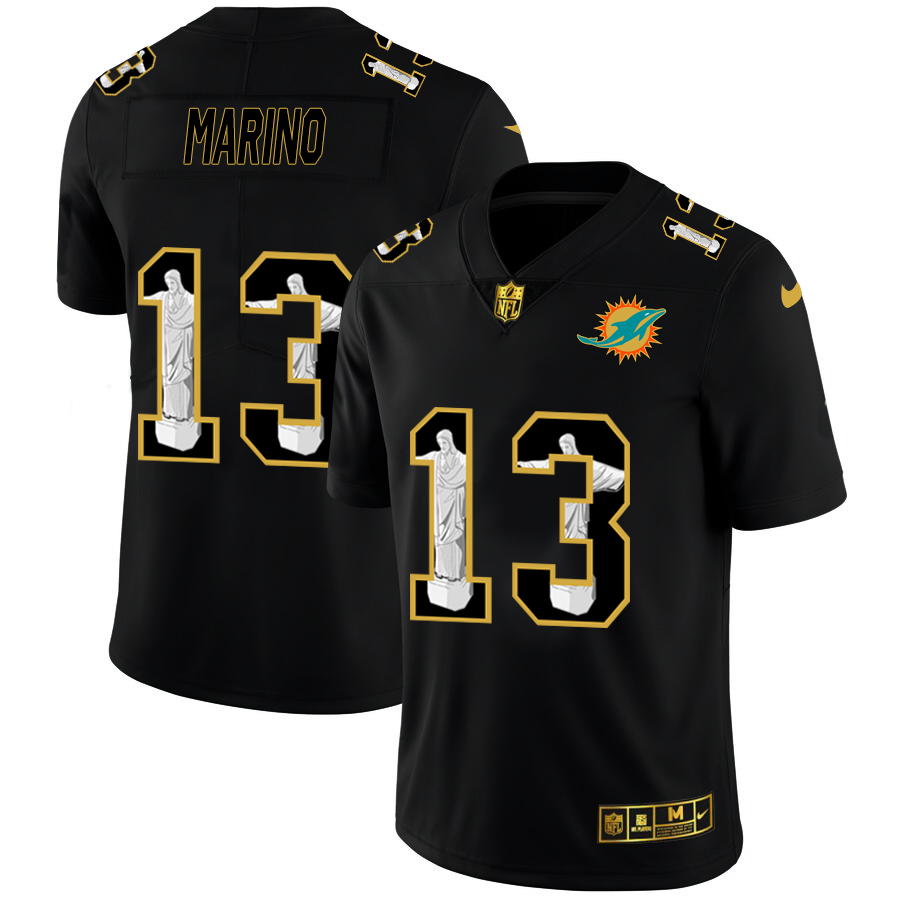 Miami Dolphins #13 Dan Marino Men's Carbon Black Vapor Cristo Redentor Limited Jersey