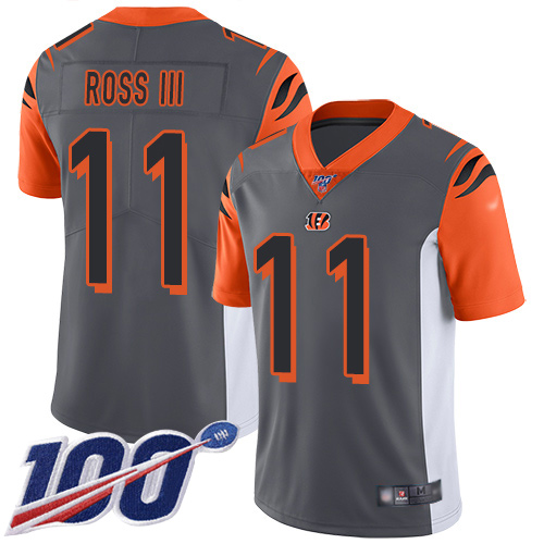 Cincinnati Bengals #11 John Ross III Silver Men's Stitched Limited Inverted Legend 100th Season Jersey Men's