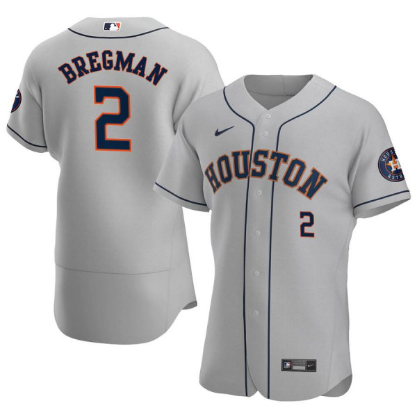 Men's Houston Astros 2 Authentic Gray Road 2020 Alex Bregman Jersey