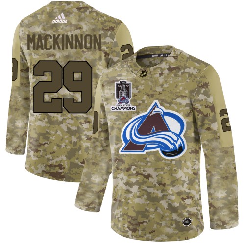 Adidas Colorado Avalanche #29 Nathan MacKinnon Camo 2022 Stanley Cup Champions Authentic Stitched Jersey Men's